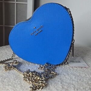 Kate Spade Royal Blue Heart Crossbody Bag with Chain Strap